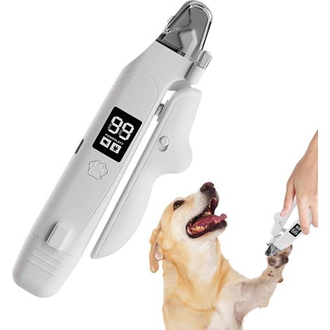 Coupe-ongles électrique pour chiens et chats avec LED, affichage numérique, sécurité anti-coupure trop courte, rechargeable USB