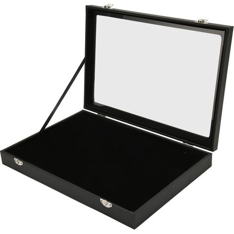 Vitrine à épingles pour médailles militaires – Verre anti-poussière – Bois composite et cuir artificiel – 35x24x5cm (1/5)