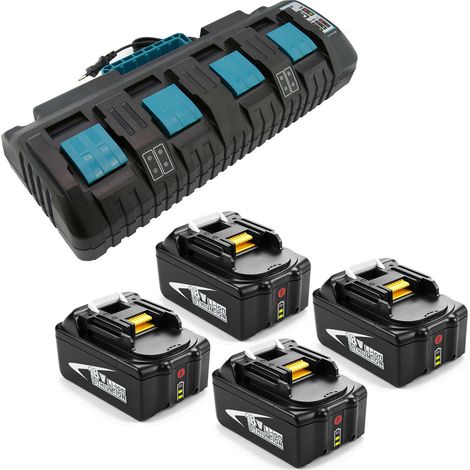 4X BL1860B Ersatzakku mit 4 Fach SchnellLadegerät für Makita 18V 6,0Ah BL1860 DC18SF 196426-3, Kompatibel mit Makita BL1850B BL1860 BL1840B BL1830B BL1815N Akku mit DC18RA DC18RC DC18SF Ladegerät (1/5)