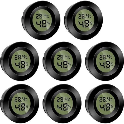 Lot de 8 mini hygromètres numériques ronds - Hygromètre - Température (℉) ou Celsius (℃) - Pour l'intérieur, le bureau, le salon - Piles incluses (1/5)