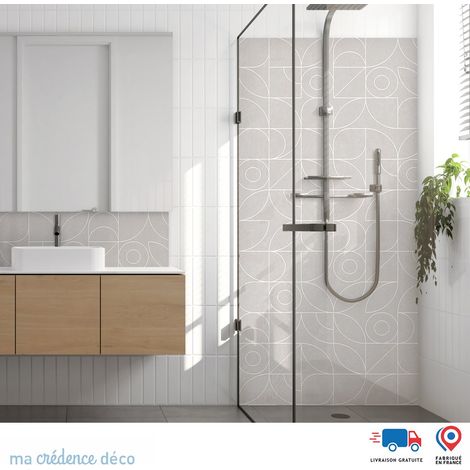 Panneau de douche : Cercles et rosaces - Couleur Gris anthracite - Alu composite - 100 - 245 (1/3)
