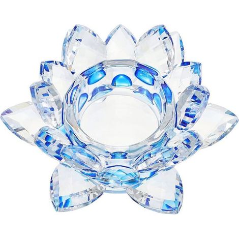 Bougeoirs en verre Bougeoirs à fleurs de lotus Décoration Base en verre pour bougie votive ou pilier