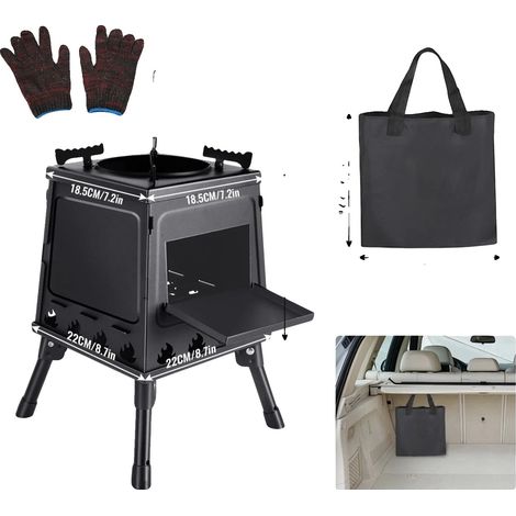Hornilla de camping, diseño portátil, opciones de cocina versátiles, color negro. (1/2)