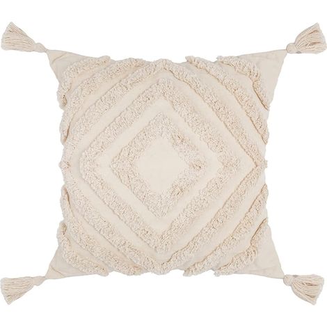 Fodera per cuscino intrecciata con ricamo bohemien e cerniera invisibile per divano e letto, 45x45 cm, motivo a rombi.