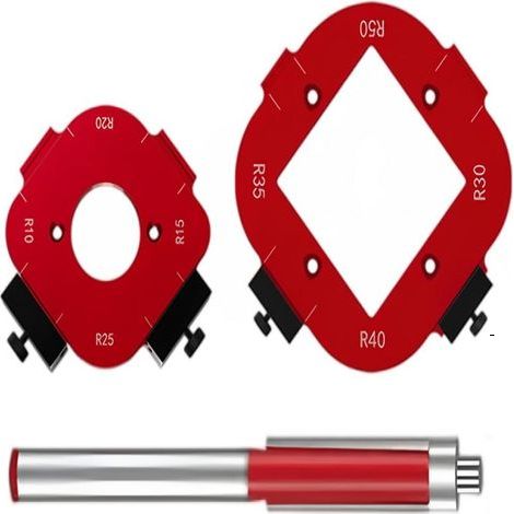 Gabarit Defonceuse - Aluminium R10-R50 - Pour Travail Bois DIY - 2 Pièces - Rouge (1/5)