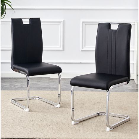 MEUBLIV Set di 2 sedie da pranzo nere in PU con schienale ergonomico (1/5)