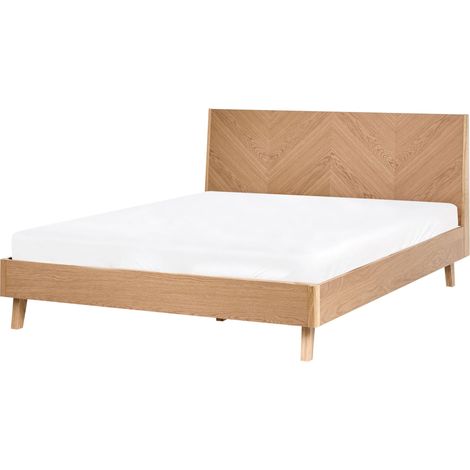 Letto con rete in legno impiallacciato rovere 140 x 200 cm rovere chiaro Wizernes (1/5)