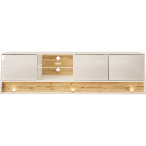 Porta TV VISIONARY 180 cm bianco lucido / rovere wotan