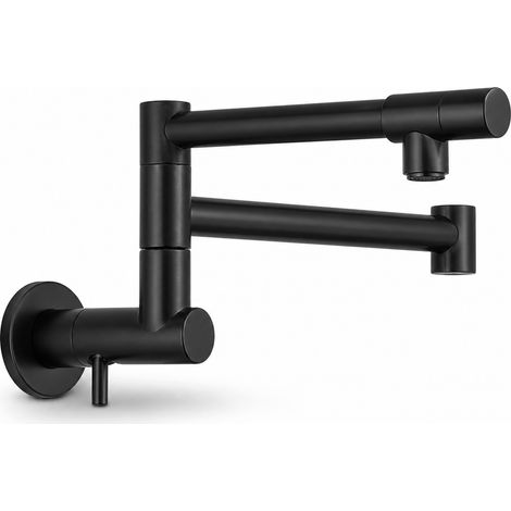 Foldable Wall-Mounted Black Stainless Steel Swivel Kitchen Tap 44 cm (1/5)