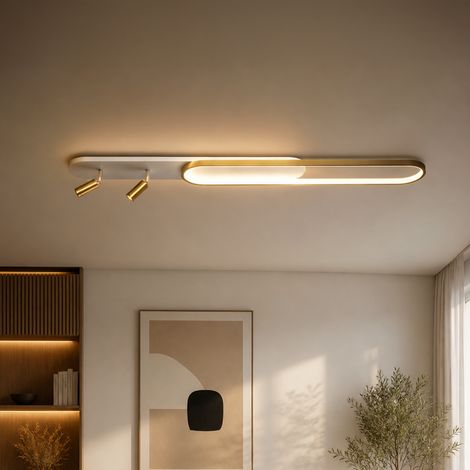 Lustre LED avec Projecteur Reglable 66W Lumiere Gradable Dore (1/5)