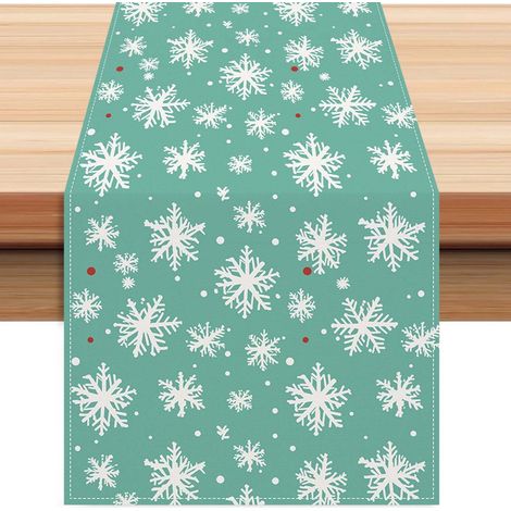 Drape De Table Flocon De Neige - Tissu Polyester Blanc - Décoration De Table Pour Fête De Noël - Idéal Pour Table À Manger Et Table À Thé - 1 Pièce (1/4)