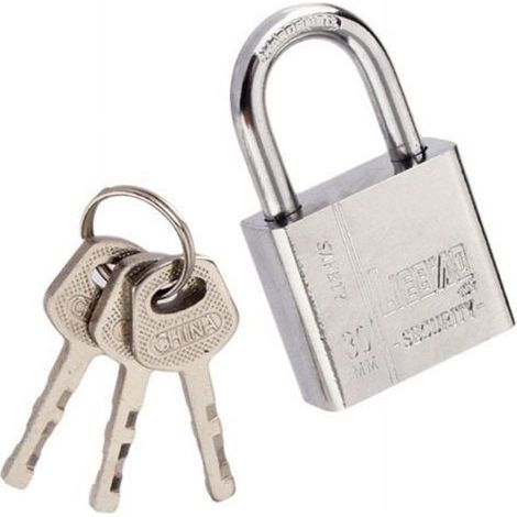 Cadenas En Fer - 30 mm - Noyau En Cuivre - Anti-Rouille - Pour Porte Portail Coffre Casier - 3 Clés (1/5)
