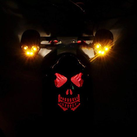 Feu arrière moto universel squelette chromé, stop et clignotant, feu de position arrière pour motocyclette (1/5)