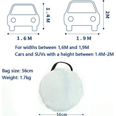 Parapluie De Tente De Voiture Semi-Automatique, Auvent De Protection Automobile Pliable Portable, Anti-UV, Imperméable, Résistant Au Vent, À La Neige, À La Tempête, Au Pare-Soleil (Argent) (1/3)