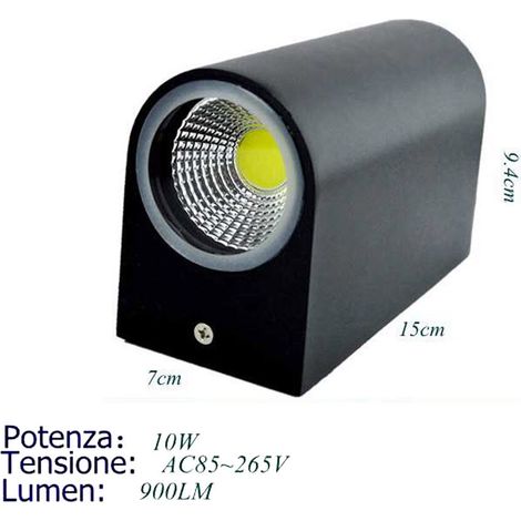 APPLIQUE DOUBLE LED 10W NOIRE LUMIÈRE FROIDE PROJECTEUR EXTÉRIEUR MONTAGE-DESSOUS (1/4)