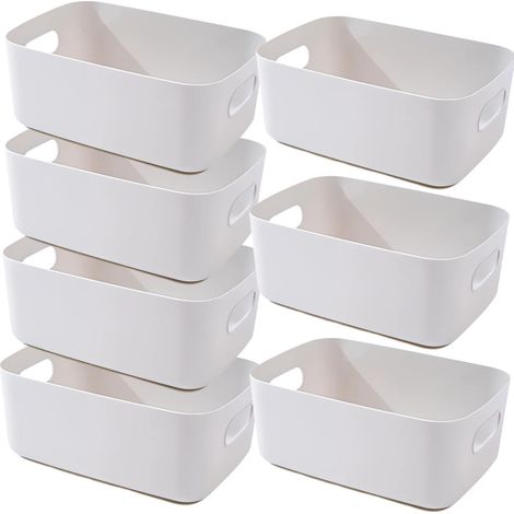 Boîte de Rangement - 1 Unité - Plastique PP - Poignées Intégrées - Cuisine Salle de Bain - 30x20x12 cm Gris (1/5)