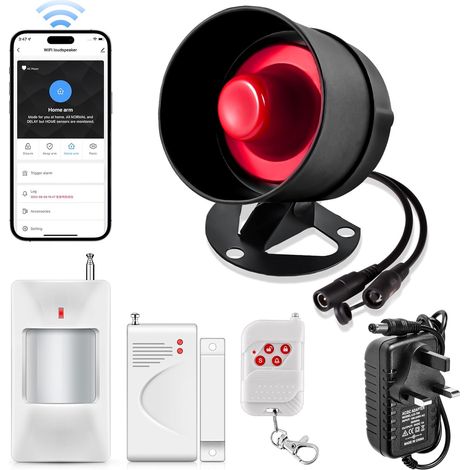 Système d'alarme Wi-Fi pour porte et fenêtre - Système d'alarme antivol 120 dB - Capteur magnétique intelligent avec application de notification gratuite et télécommande pour garage et abri de jardin (1/5)