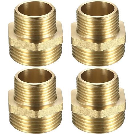 4 Pcs Mamelon Laiton Réduit, Raccord Male 3/4’’ x 1", Réduction Double Mâle 26/34-20/27, Raccords en Hexagone, de pour Tuyau Eau Modèle C - (1/5)