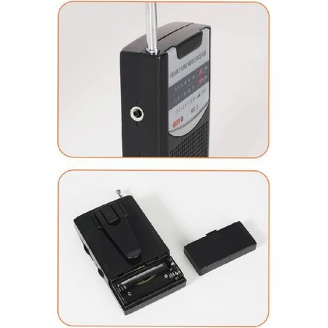 Mini Radio Portable - AM FM - Antenne Télescopique - Pour Camping Randonnée Urgence - Noir (1/5)