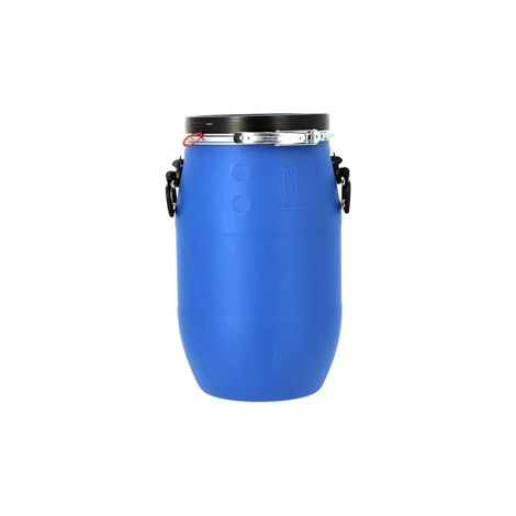 Poulailler Direct – Bidon plastique 30L pour stockage alimentaire – PEHD opaque – Étanche et résistant aux nuisibles – Couvercle avec cerclage en métal (1/2)