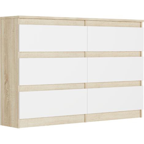 Schmale Kommode mit Schubladen Sonoma Mix Weiß 120 x 30 cm - Modern R120