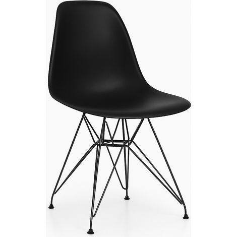 ORION91 Silla STELLA Estructura Cromada Asiento Polipropileno Color  Negro – 48 x 41 x 82 cm Comedor Oficina Salón Teletrabajo Cocina - SpazioLuzio (1/5)
