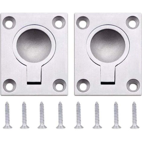 Bündiger Ring-Zuggriff für Luken, Schließfächer, Schränke, versteckter Griff, 48 x 38 mm – Edelstahl, Ozeane, Segelboot, Schubladentürbeschläge, 2 Stück (1/4)