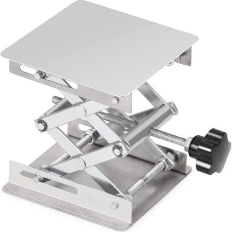 Table Élévatrice de Laboratoire, Table de Levage Plate-Forme de Laboratoire en Acier Inoxydable, 100 x 100mm, Hauteur de Levage Extensible de 45 à 150mm, Poids de Support 5 KG (1/4)