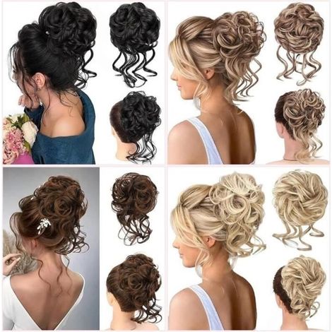 Chignon Postiche - Messy Wavy - 4 Pièces - Cheveux Bouclés - Naturel - Confortable (1/3)