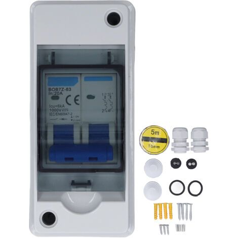 MCB 1000V DC 20A Leitungsschutzschalter für wasserdichte PV-Kombinationsbox mit Trennschalter und Verteilerkasten (1/5)