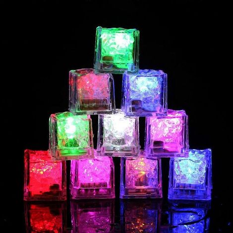 Glaçons lumineux, lot de 12 glaçons LED multicolores, réutilisables et clignotants, parfaits pour les soirées en club ou en bar. (1/5)