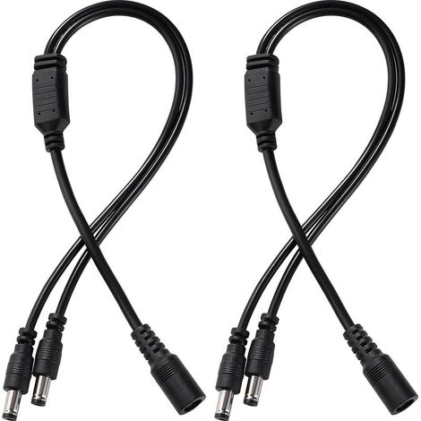 2 Stück 5,5 x 2,1 mm 5–24 V 1 Buchse auf 2 Stecker DC-Kabelverteiler, 2-Wege-DC-Stromkabelverteiler, für Überwachungskameras, LED-Streifen (1/5)