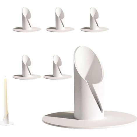 Bougeoir, 6 Pièces Bougeoir de Dîner aux Chandelles, Douilles pour Bougies en Métal, Chandelier Vintage, pour Mariage, Fête, Décoration de Table, Blanc (1/4)