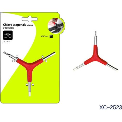 TRADE SHOP - Chiave Chiavino Esagonale Per Bicicletta Interna A Tre Braccia 4 5 6 Mm Xc-2523 -