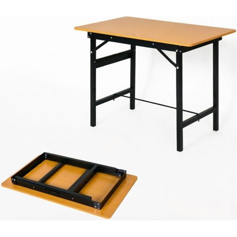 Banco da lavoro pieghevole multifunzionale in MDF e metallo 100 x 60 x 75,5 cm nero e giallo (1/5)
