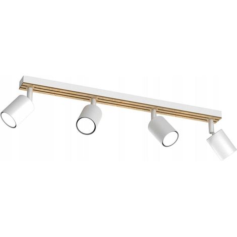 Barre 4 spots orientables GU10 blanc/bois Terra Luminex
