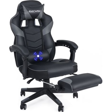 Puluomis – Chaise gaming ergonomique avec repose-pieds et coussin de massage – Inclinaison 90-150° – Cuir PU et mousse haute densité – Charge max 150 kg