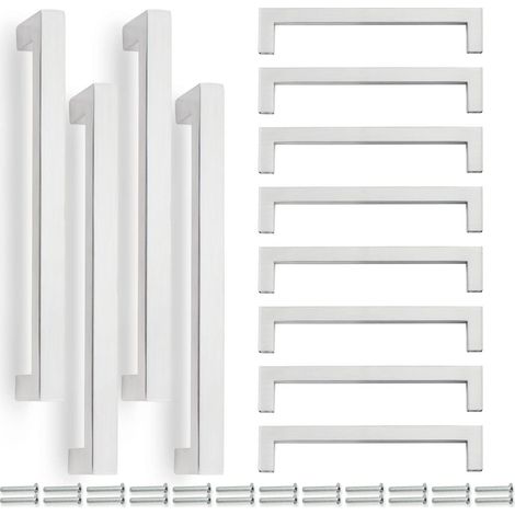 CSPARKV 12 Stück quadratischer Küchenschrankgriff aus satiniertem Nickel-Edelstahl, T-Griff für Küchenbeschläge