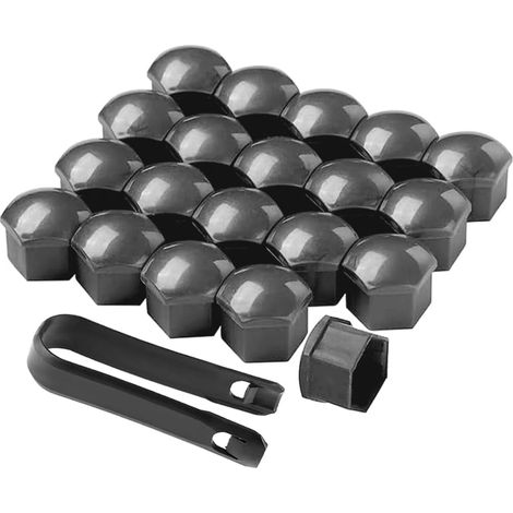 20 Pièces 19 mm Voiture Roue Cache-Écrous, Bouchon à Vis de Moyeu de Voiture Universel, Cache-Écrou de Pneu Hexagonal avec Outil de Retrait (Gris) (1/5)