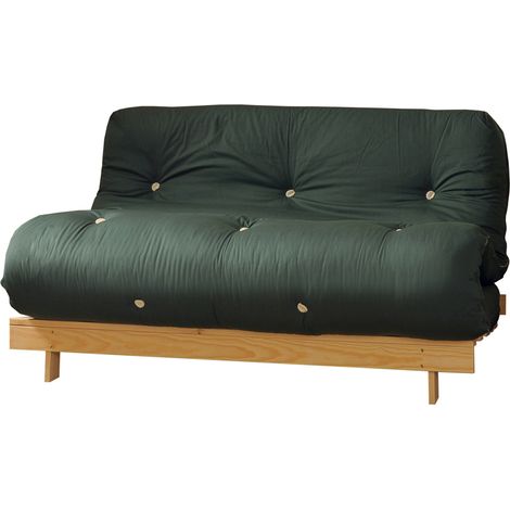 4ft Wooden Futon Set Frame and Mattress in Natural