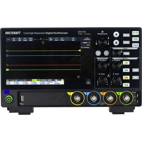 VOLTCRAFT DOV704 Digital-Oszilloskop  70 MHz 4-Kanal 1.25 GSa/s 50 Mpts 12 Bit Digital-Speicher (DSO
