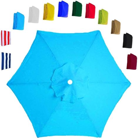 Auvent de rechange pour parasol de jardin extérieur à 6 baleines, robuste et épais ,3M,Lac bleu (auvent uniquement) (1/5)