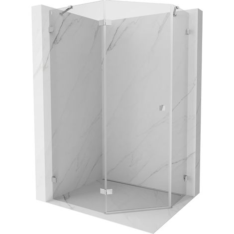 Mexen Lunar cabina de ducha pentagonal abatible izquierda 90 x 80 cm, transparente, cromo - 831-090L-080P-01-00-L (1/5)