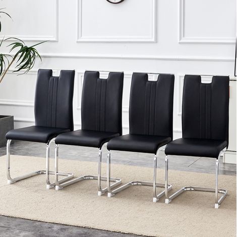 Set di 2 sedie arc in PU nero, stile moderno minimalista, 75 x 47,5 x 44,5 cm (1/5)