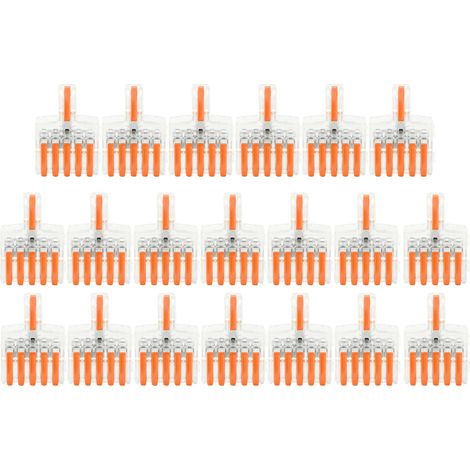 20 Pièces Connecteur Rapide Fil Electrique, Borne de Jonction Type T, Diviseur de Ligne 5 en 1 en Cuivre (Orange) (1/5)
