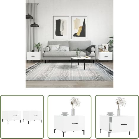 Wohnzimmer - Couchtische 2 Stk. Hochglanz-Weiß 50x50x40 cm Holzwerkstoff (1/5)