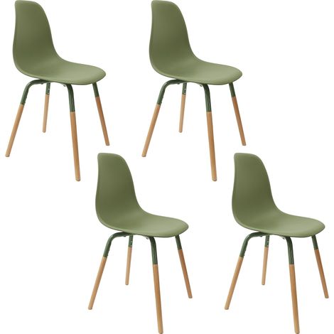 Lot de 4 Chaises - HOME DECO FACTORY - Design Épuré - Confortables - Vert (1/7)
