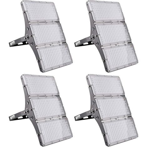 4 PCS Projecteur Exterieur Led 300w, Projecteur Led Exterieur 30000lm, IP67 Imperméable, Blanc Chaud 2800-3200k, Idéal Pour Le Jardin, Le Garage, l'Hôtel Ect (1/5)