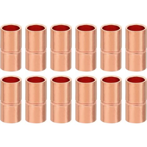 12pcs Manchons à Souder en Cuivre, 6.35mm Raccords de Couplage Tuyau, Raccord de Tuyauterie Droit pour Raccordements Plomberie HVAC Climatisation Chauffage Réseaux, Épaisseur 0.8mm (1/5)