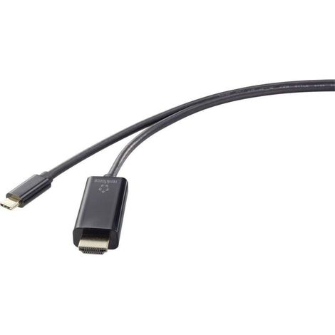 Trywise USB-C® / HDMI Câble adaptateur USB-C® mâle, Fiche mâle HDMI-A 0.50 m noir UHD 4K @ 60 Hz RF-4531590 Câble d'afficheur USB-C® A834032 (1/4)